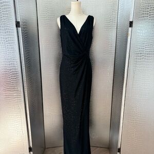 Ralph Lauren Black Ruched Wrap Maxi Dress